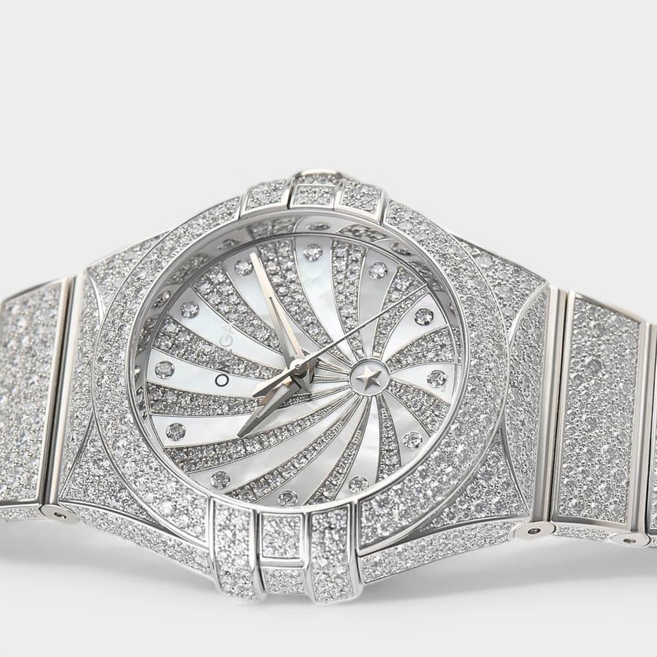 Omega Constellation Ladies Chronometer Diamonds / White Gold / 31 Box&Papers 123.55.31.20.55.007