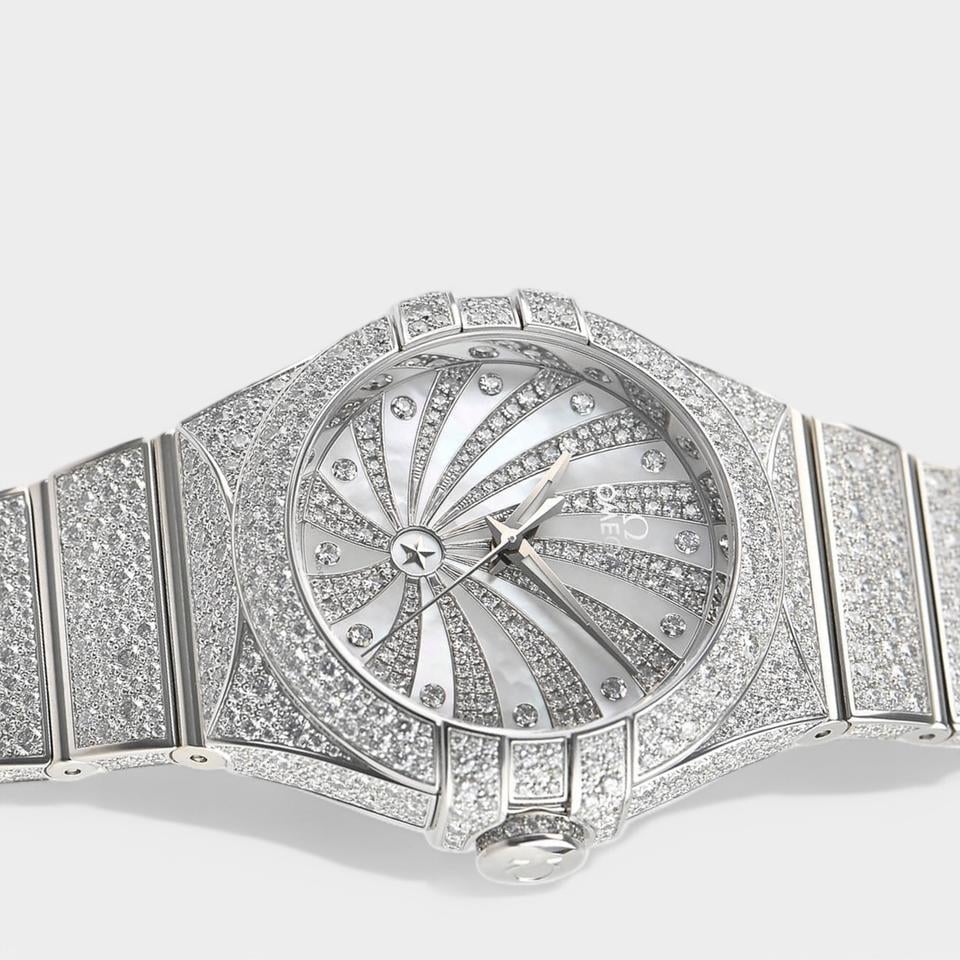 Omega Constellation Ladies Chronometer Diamonds / White Gold / 31 Box&Papers 123.55.31.20.55.007