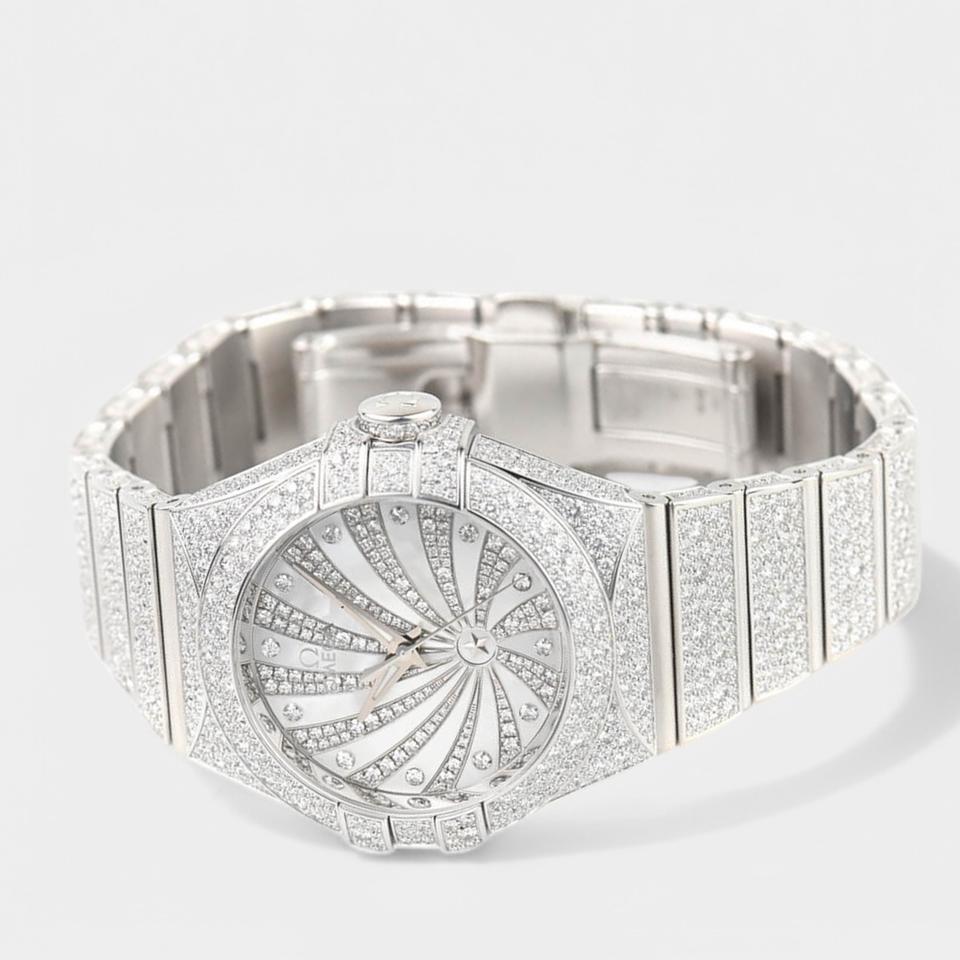 Omega Constellation Ladies Chronometer Diamonds / White Gold / 31 Box&Papers 123.55.31.20.55.007