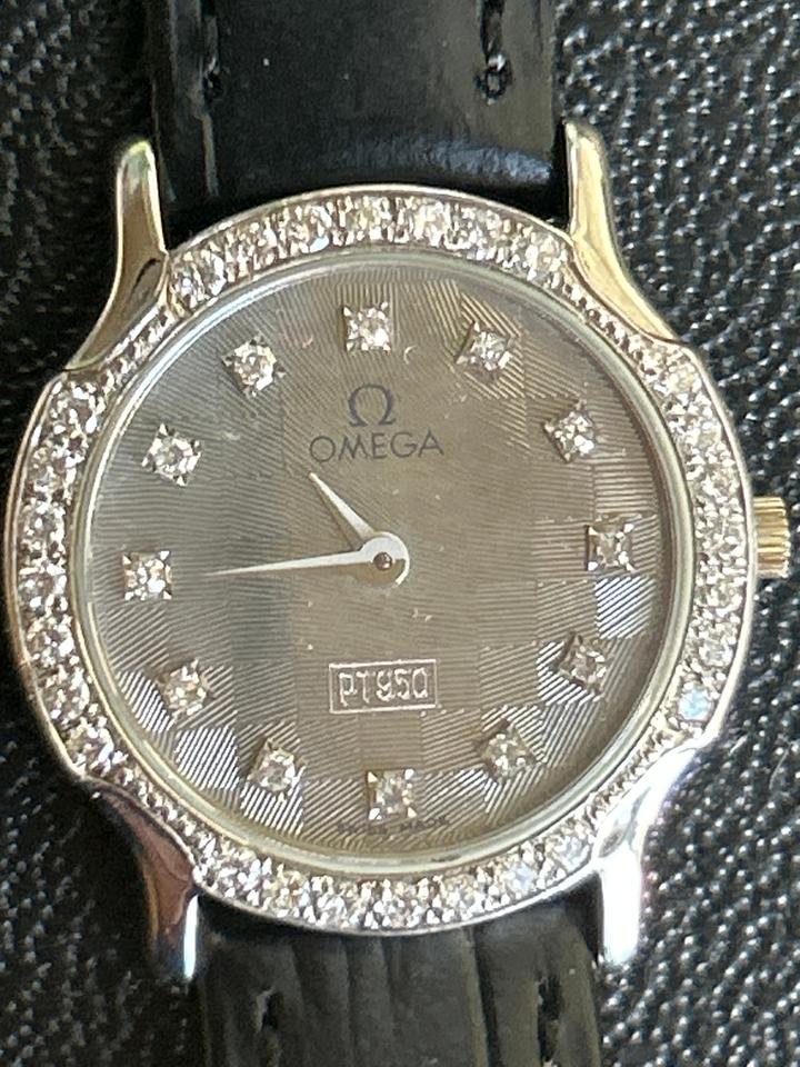 Omega Platinum case and dial ladies Factory set diamonds