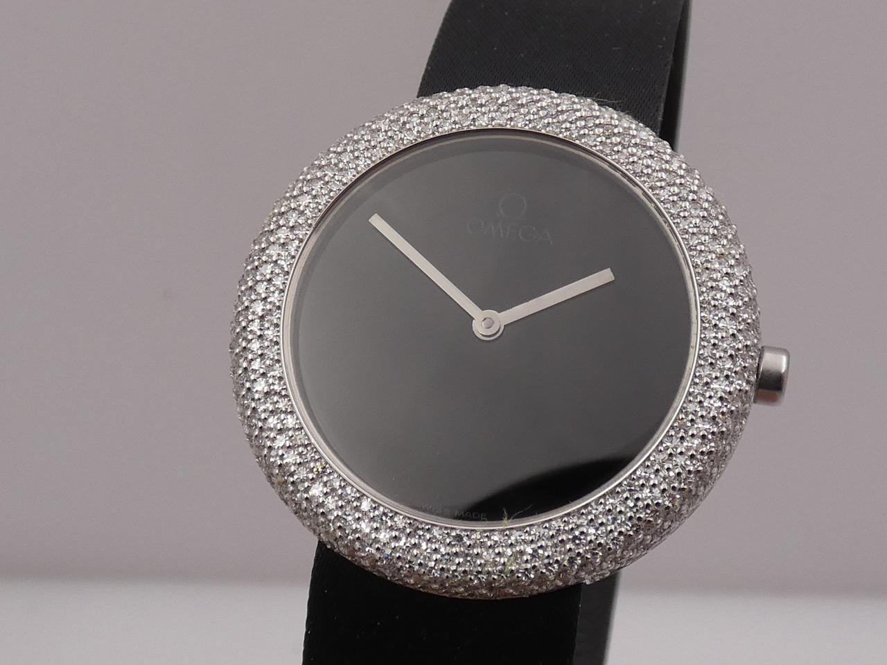 Omega Art Collection 18 KT White Gold 1.55ct FULL DIAMONDS N.O.S.BOX&PAPERS Year 1986