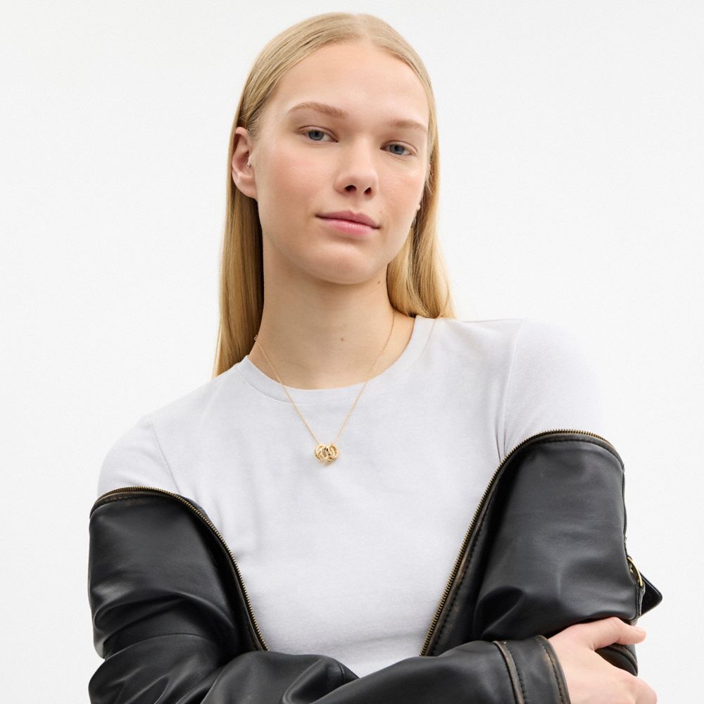 Coach Repeated C Rondelle Necklace Gold