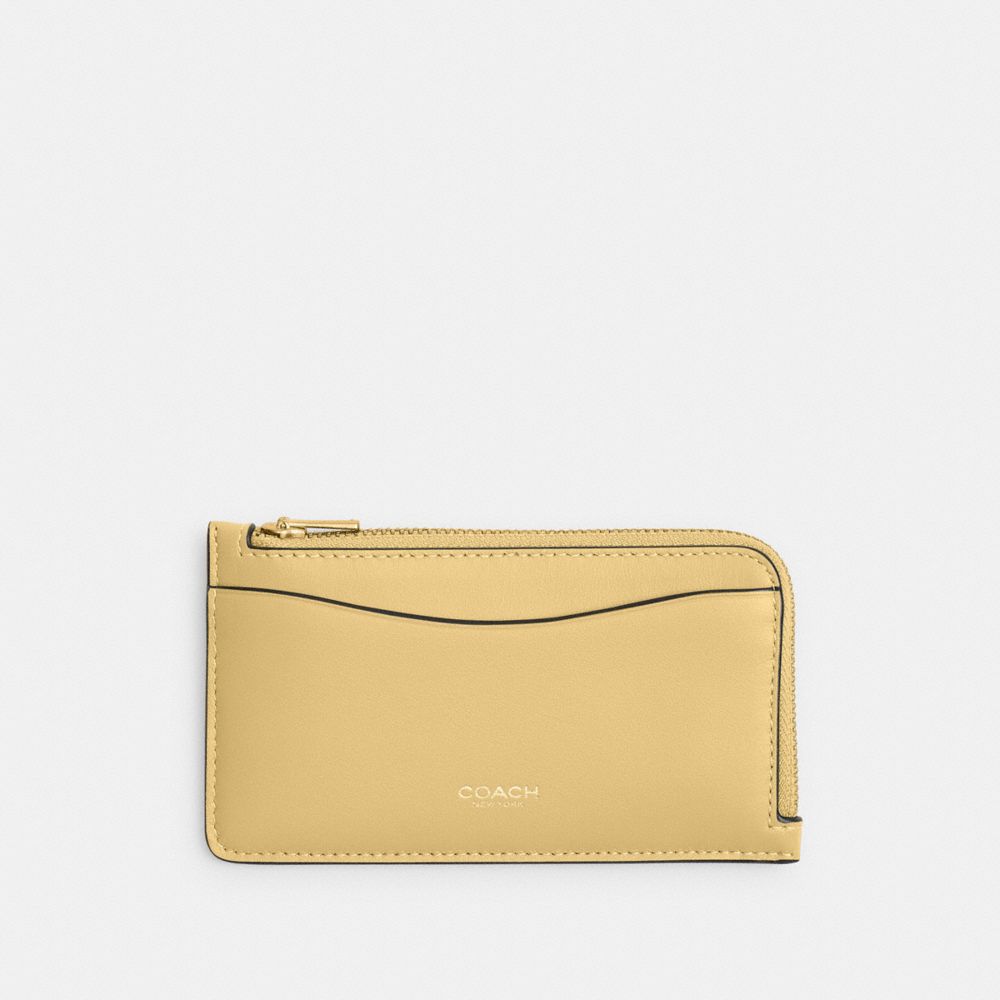 Coach New York Zip Card Case Brass Vanilla