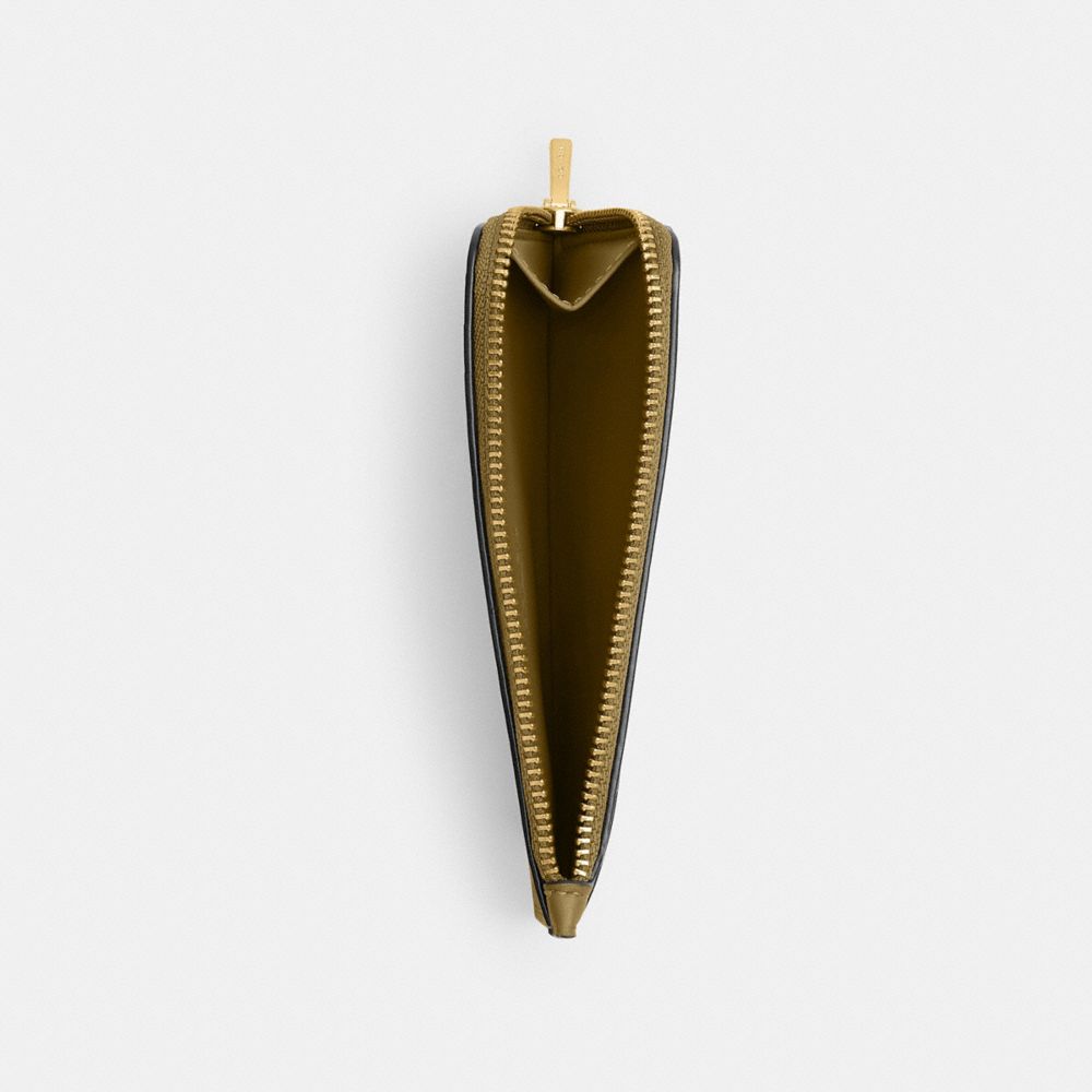 Coach New York Zip Card Case Brass Muted Olive