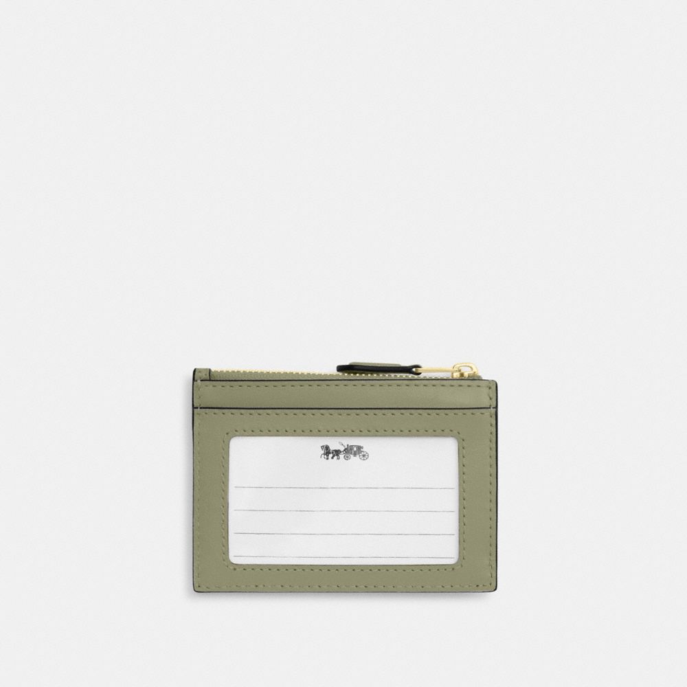 Coach Mini Skinny Id Case With Quilting Gold Pistachio