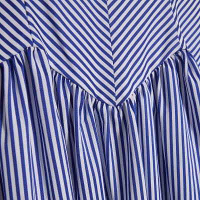 Petite Navy V Neck Stripe Midi Dress