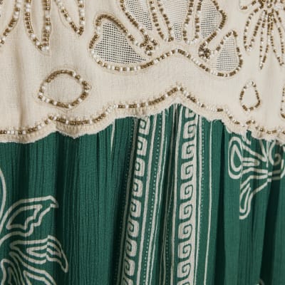Green Beaded Mini Beach Dress