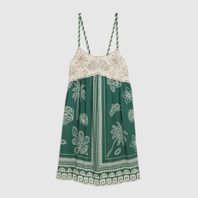 Green Beaded Mini Beach Dress