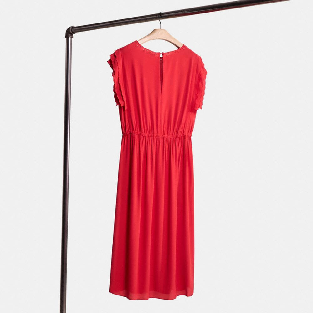 Restored Shoulder Pleat Midi Dress