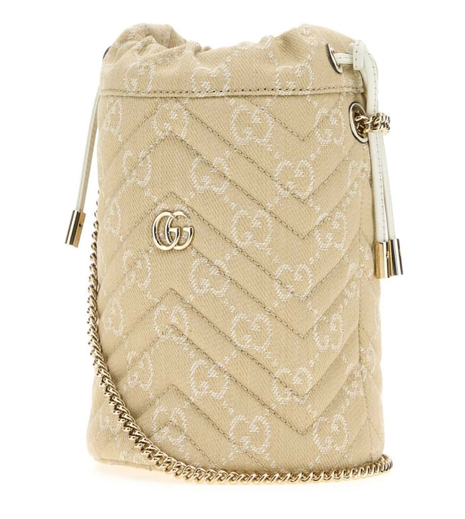 Taupe GG Marmont Small Bucket Bag