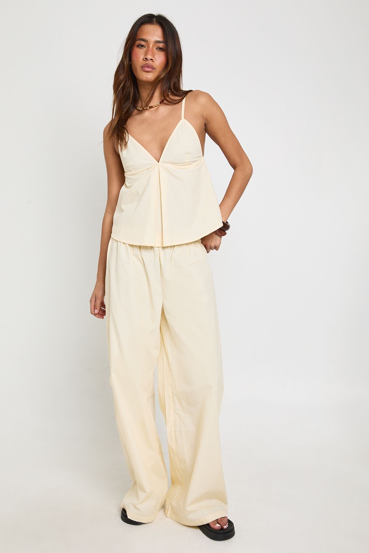 Poplin Cami and Wide Leg Trouser Set