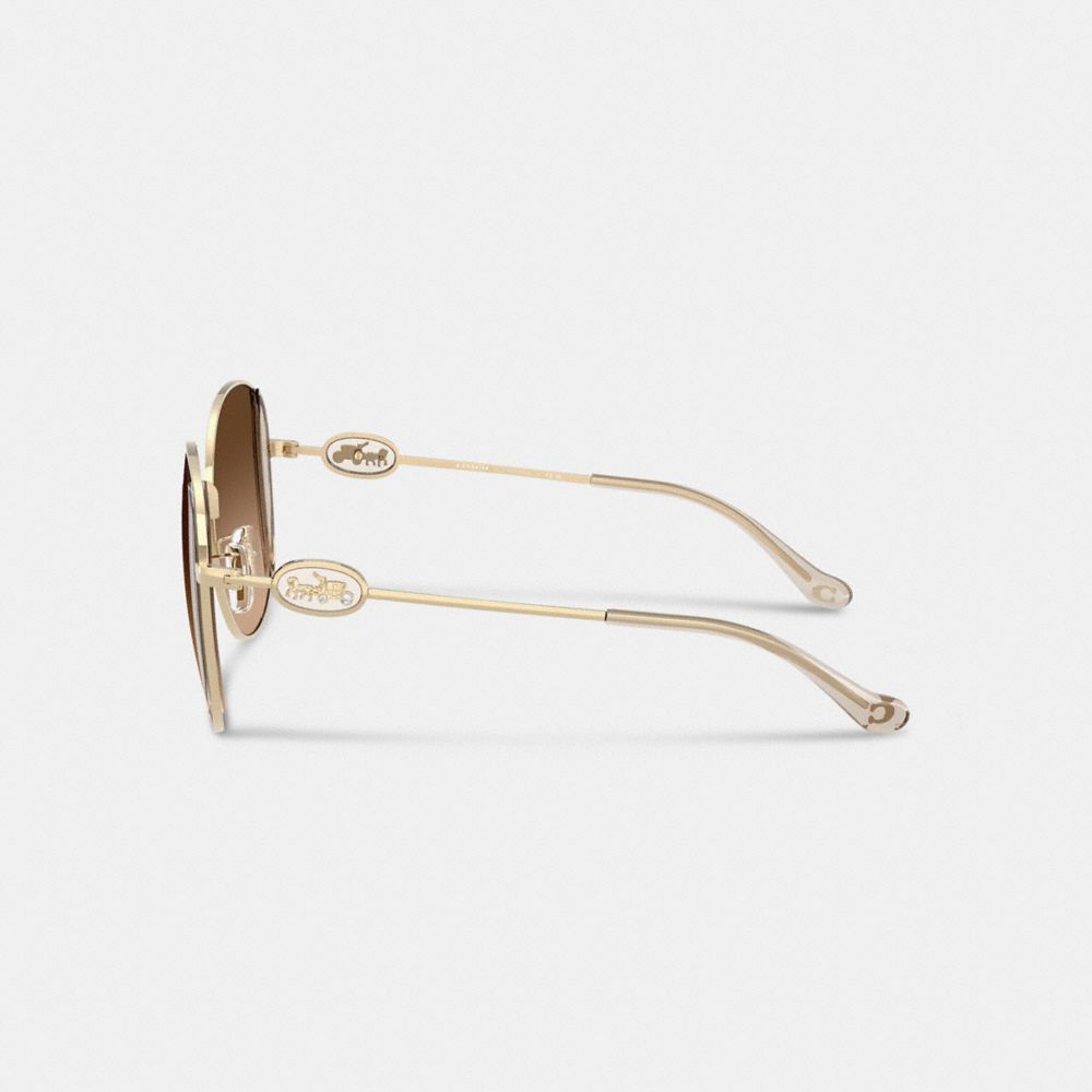 Horse And Carriage Metal Round Sunglasses
