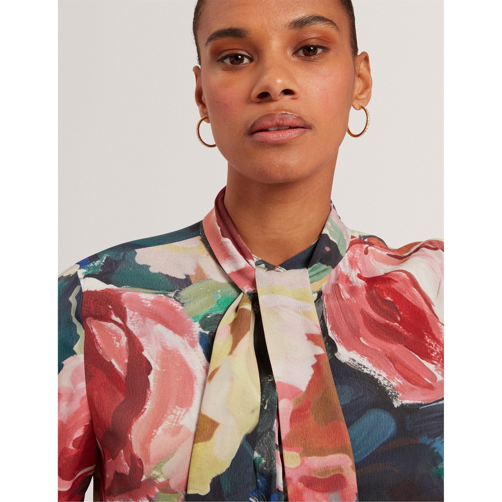Tie Neck Long-Sleeve Blouse