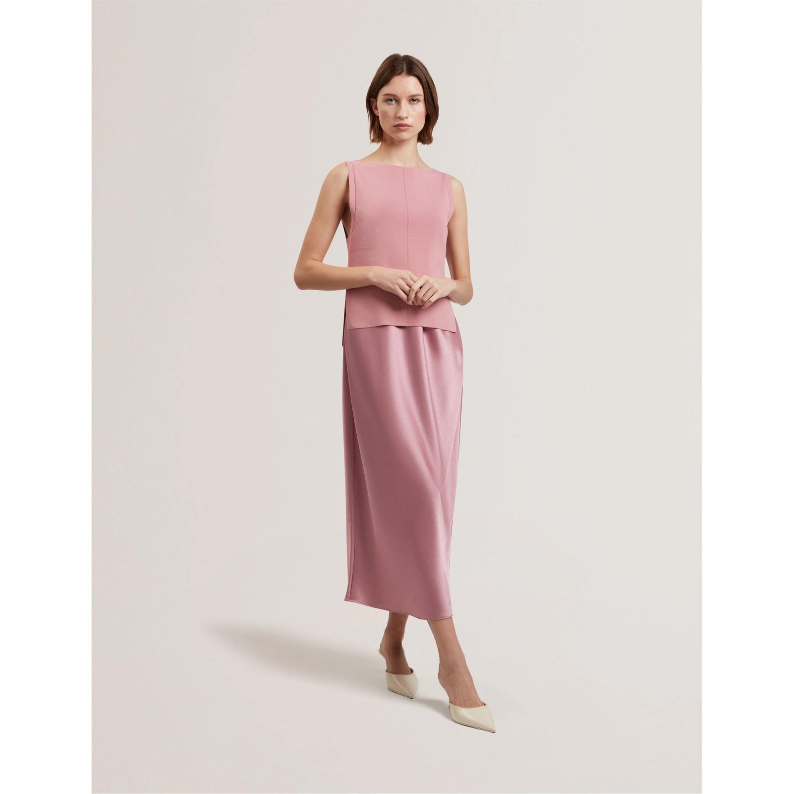 Knitted Satin Slip Dress