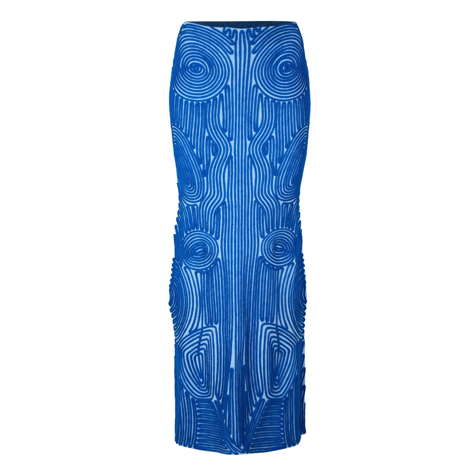 Vortix Embroidered Knitted Maxi Mid Rise A-Line Skirt