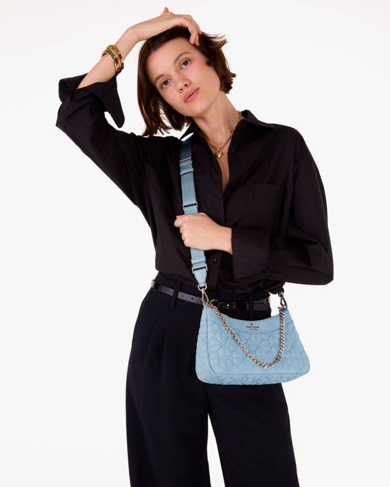 Spade Flower Quilted Fabric Convertible Crossbody
