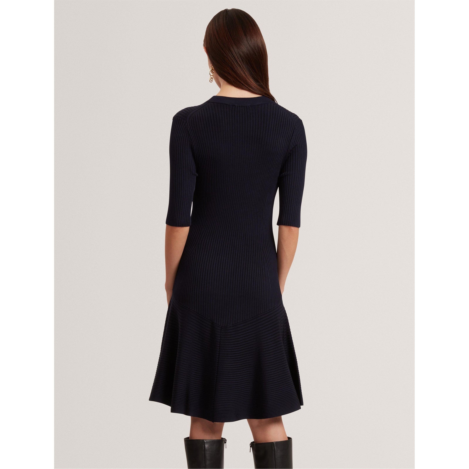 Short-Sleeve Knitted Jumper Dress