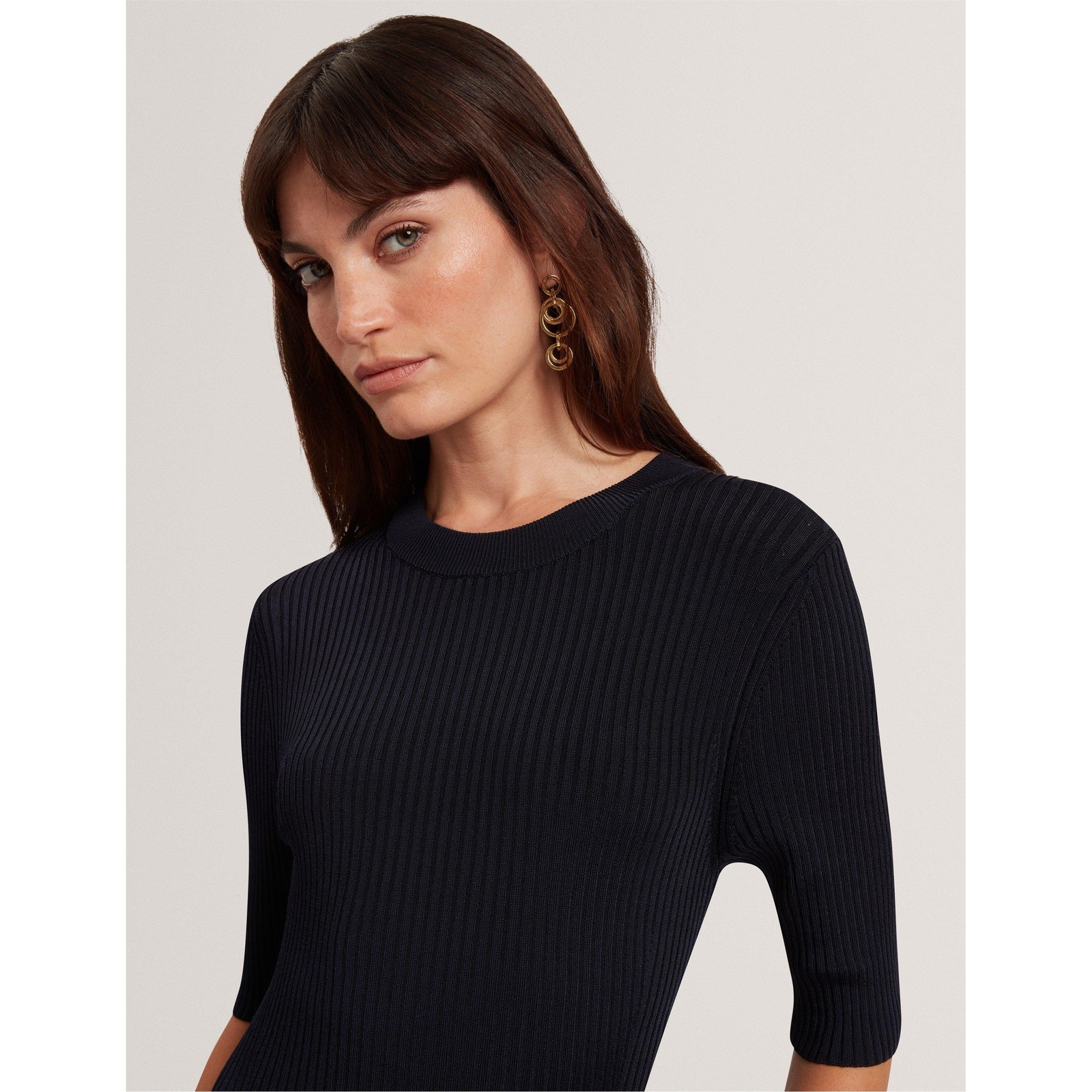Short-Sleeve Knitted Jumper Dress