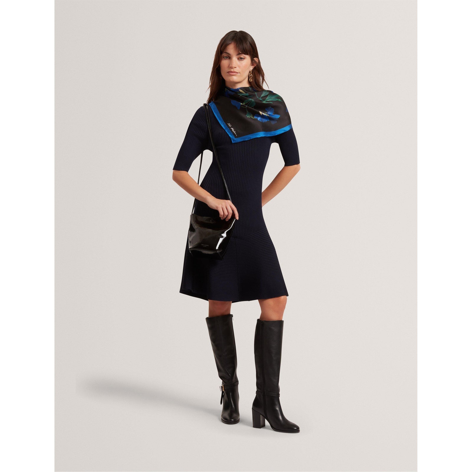 Short-Sleeve Knitted Jumper Dress