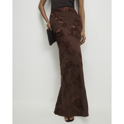 Brown Floral Cornelli Maxi Skirt