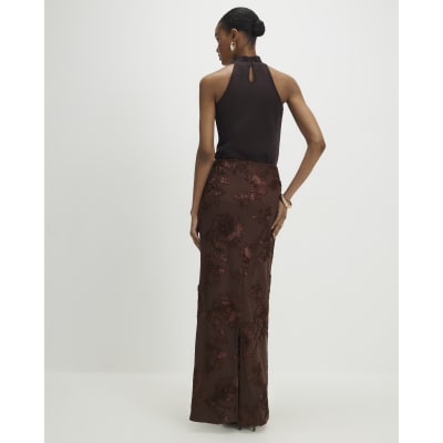 Brown Floral Cornelli Maxi Skirt
