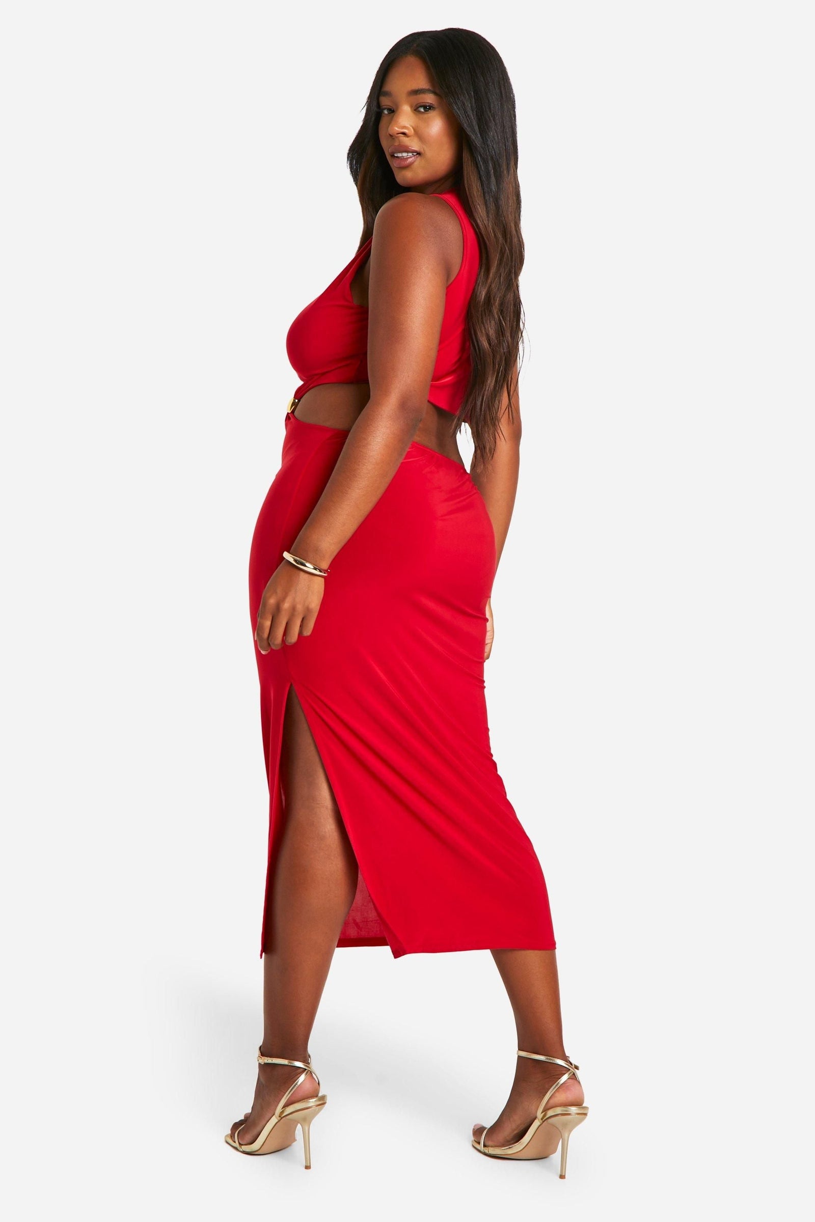 Plus Keyhole Beaded Cut Out Midaxi Dress