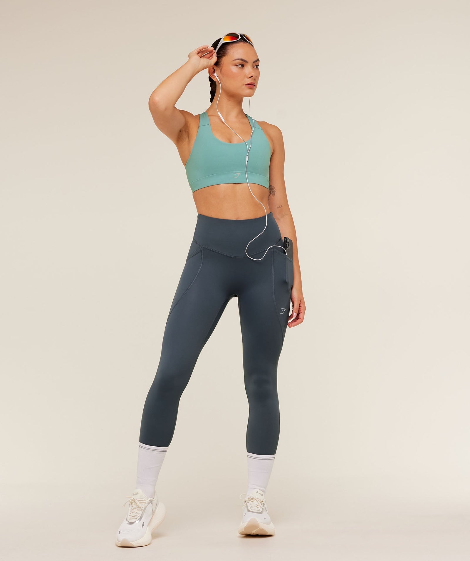Gymshark Running Pocket Leggings - Titanium Blue