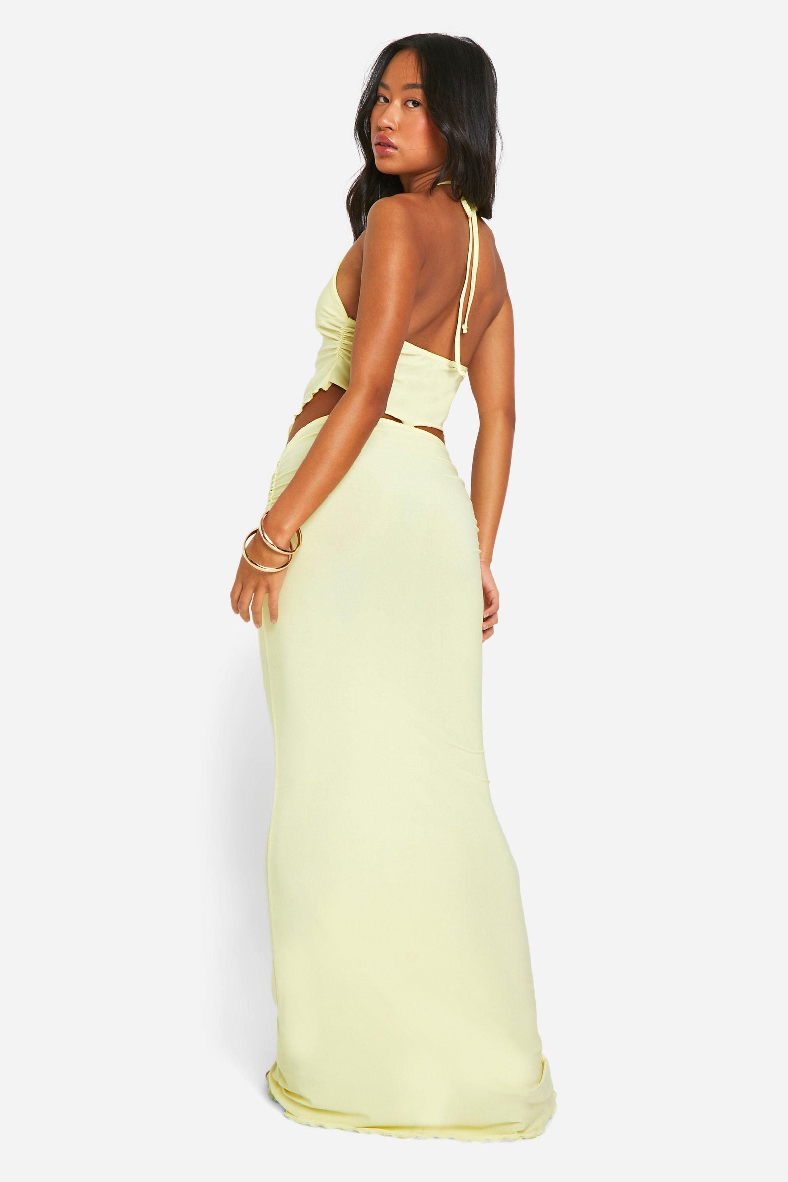 Lettuce Hem Coulumn Maxi Skirt