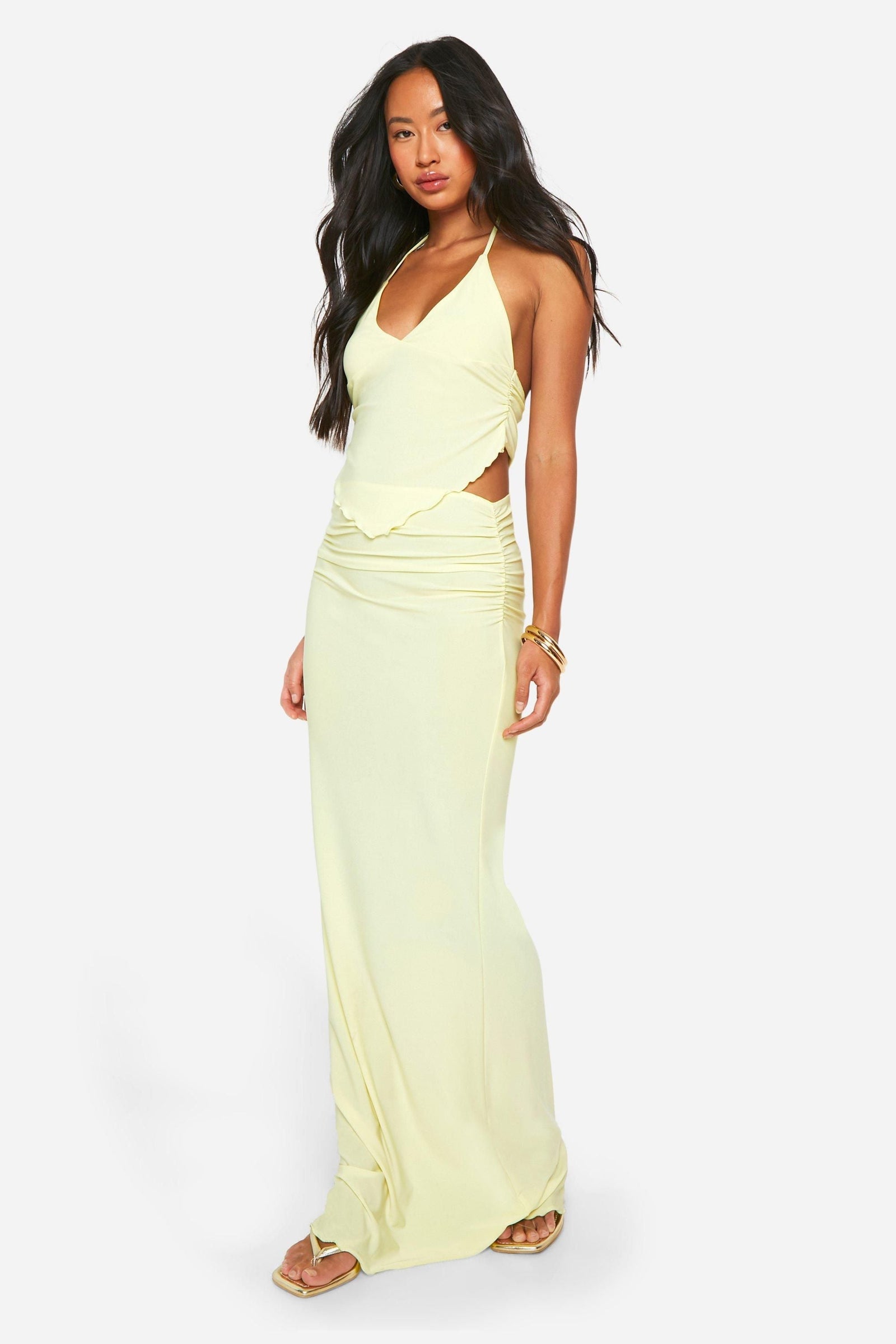 Lettuce Hem Coulumn Maxi Skirt