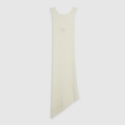 White Asymmetric Midi Dress