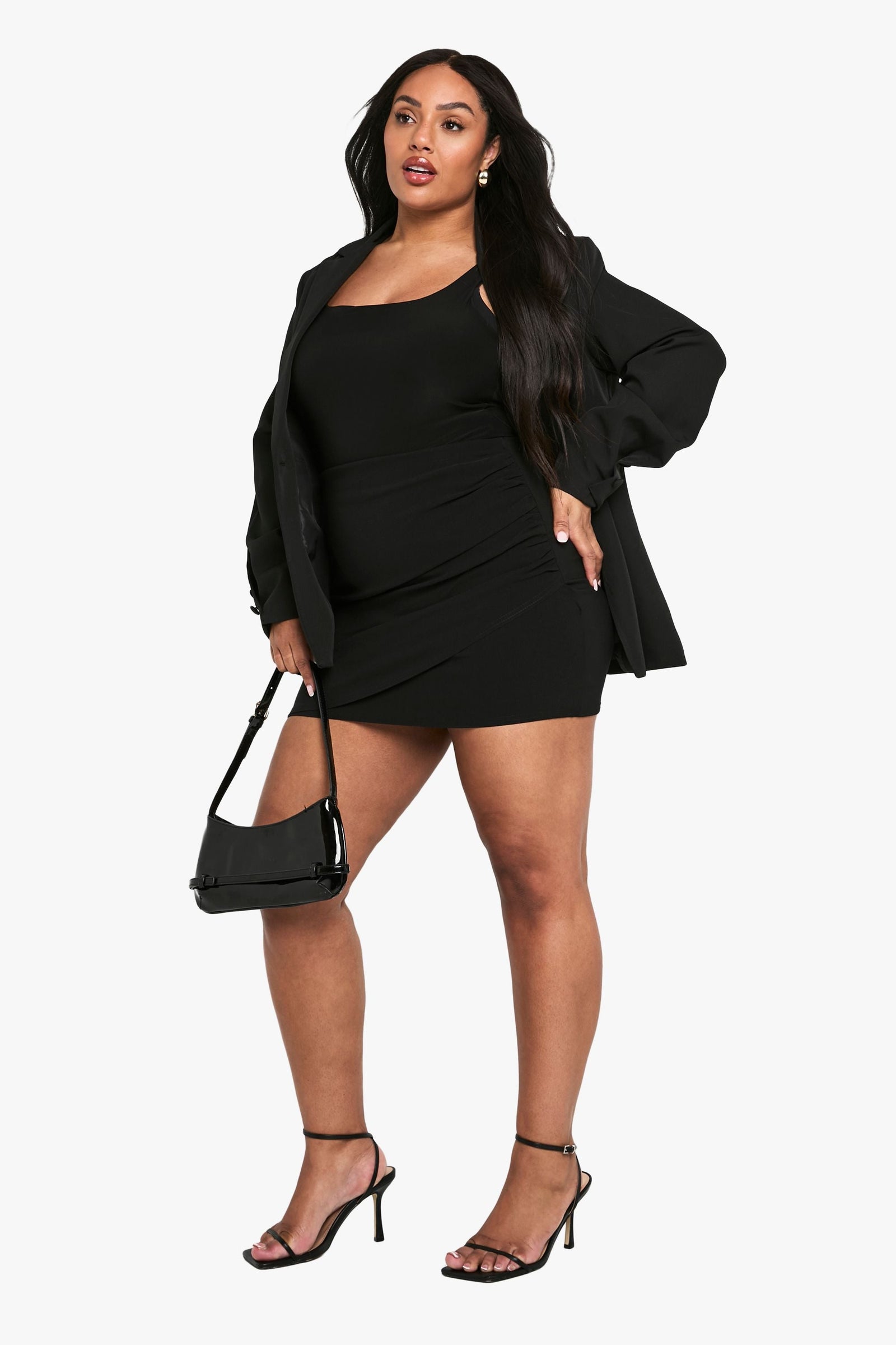 Plus Bengaline Ruched Wrap Skirt