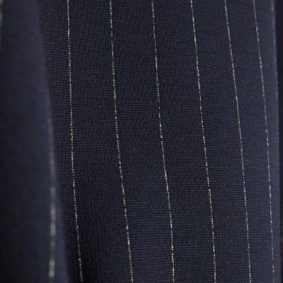 Petite Navy Pinstripe Tie Side Balloon Top