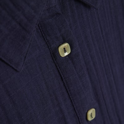 Navy Mini Belted Shirt Dress