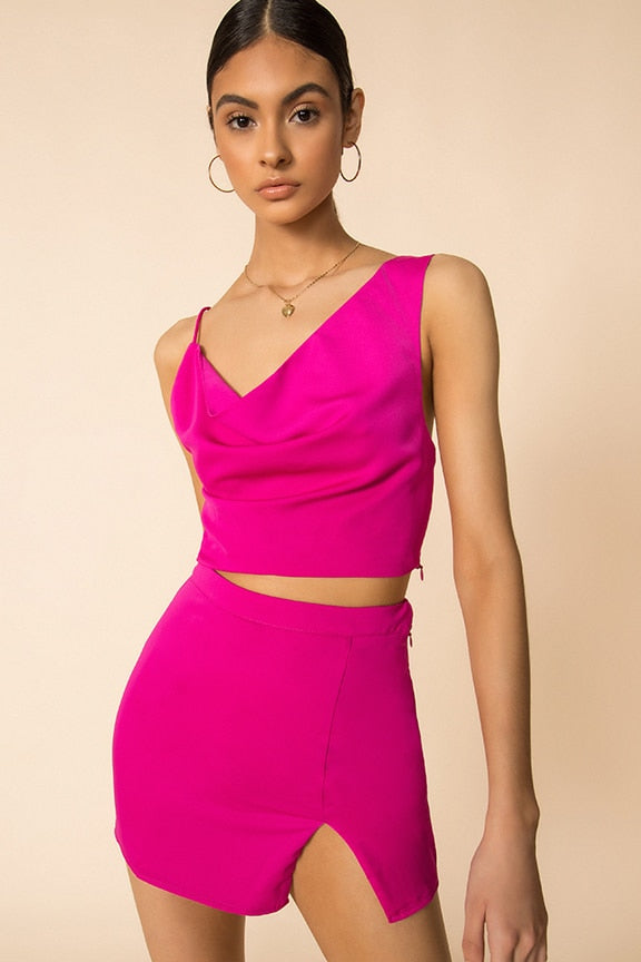 superdown Kylie Mini Skirt Set in Magenta
