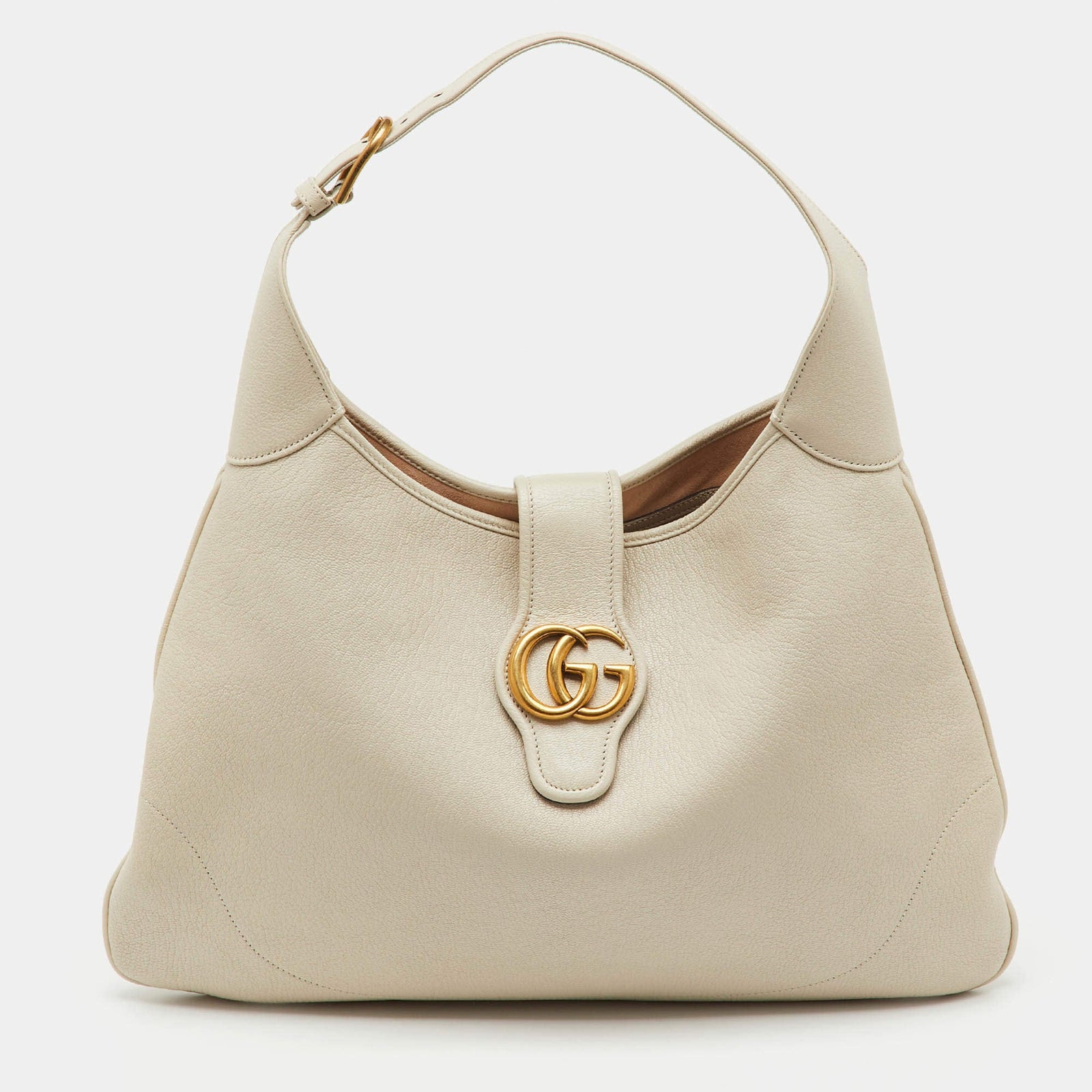 Gucci White Leather Double G Large Aphrodite Shoulder Bag