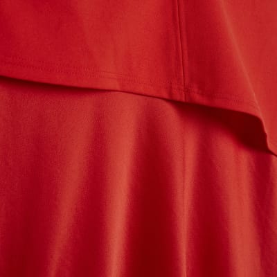 Petite Red Satin Hybrid Midi Dress