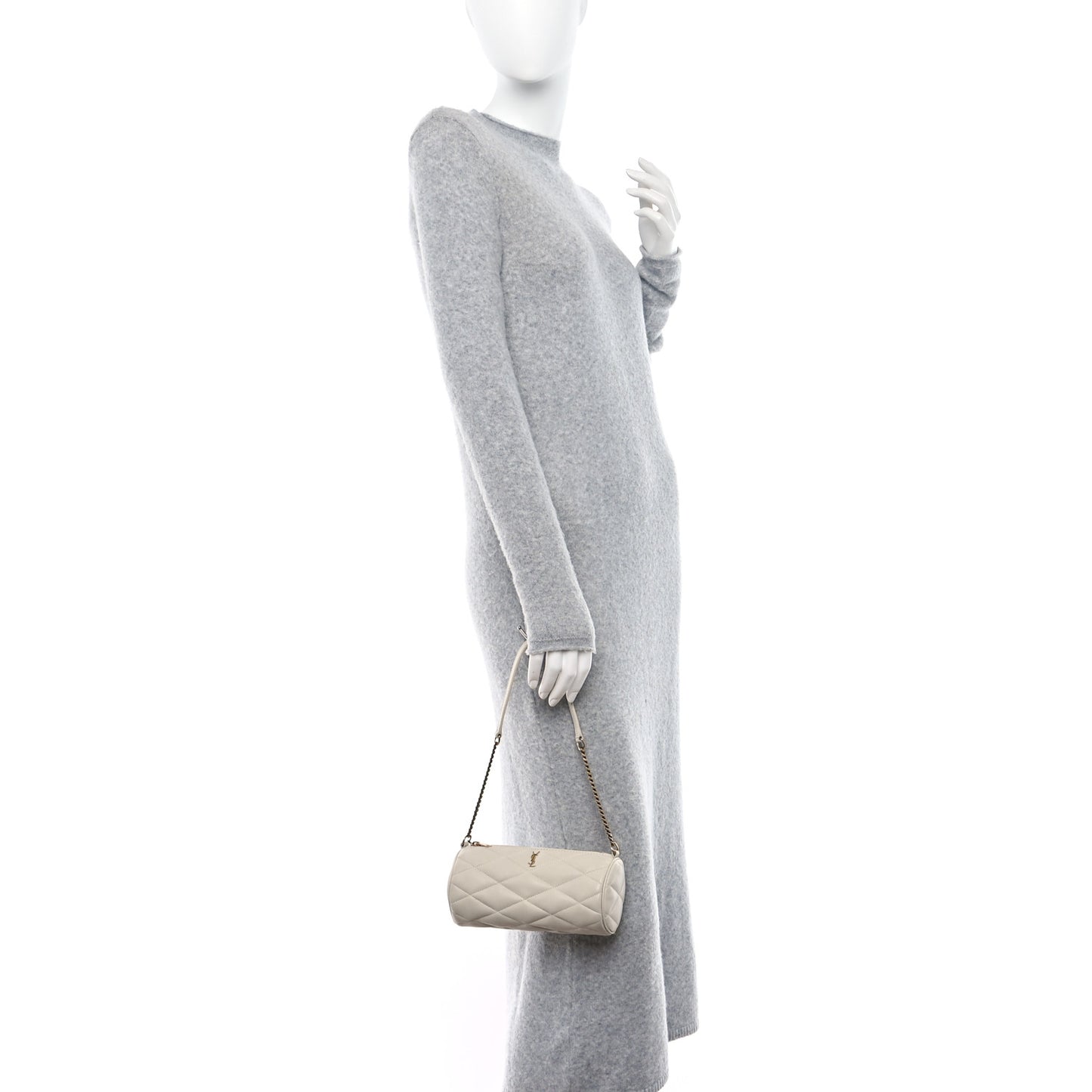 Lambskin Monogram Mini Sade Tube Bag Vintage White