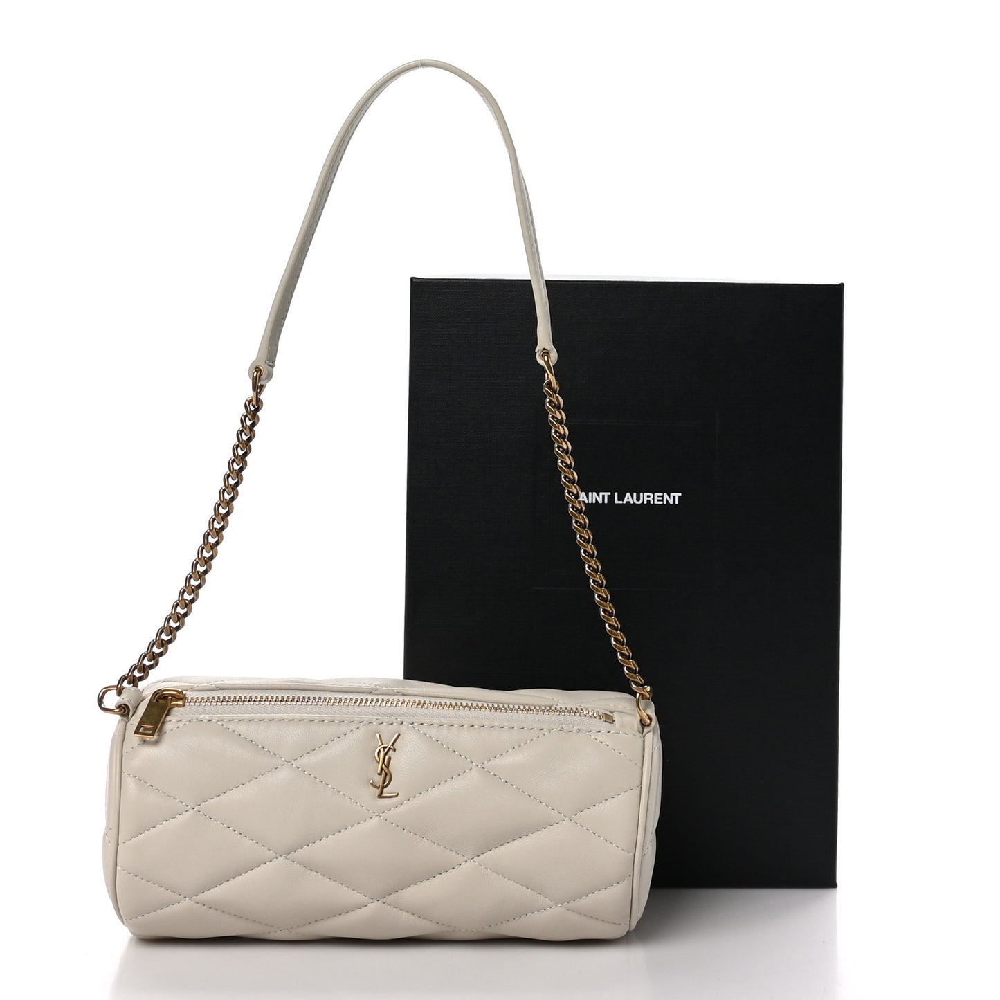 Lambskin Monogram Mini Sade Tube Bag Vintage White