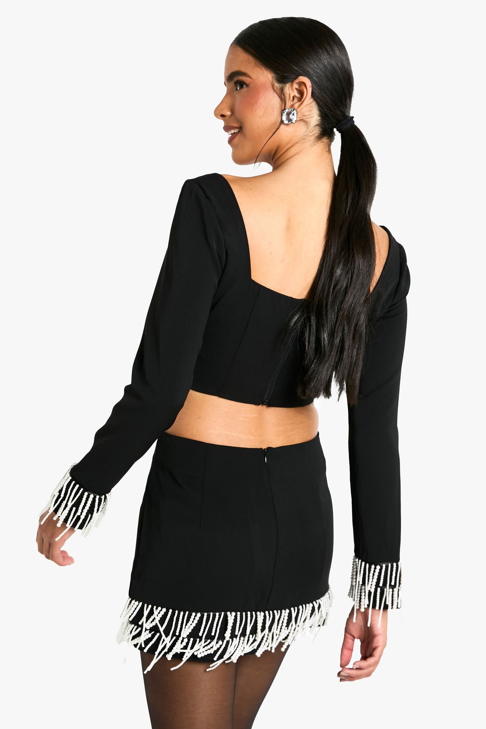 Pearl Trim Detail Mini Skirt