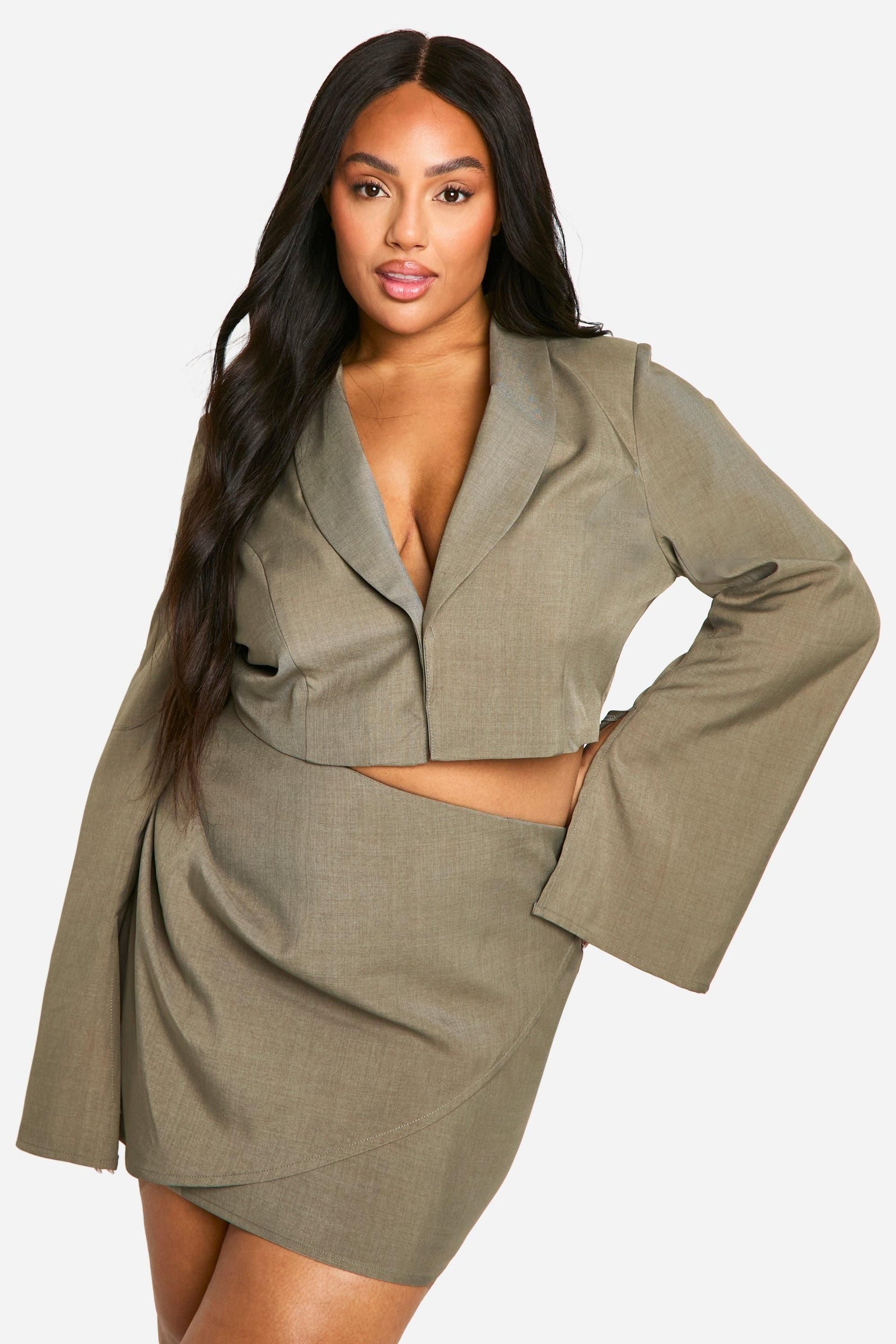 Plus Tailored Wrap Skirt