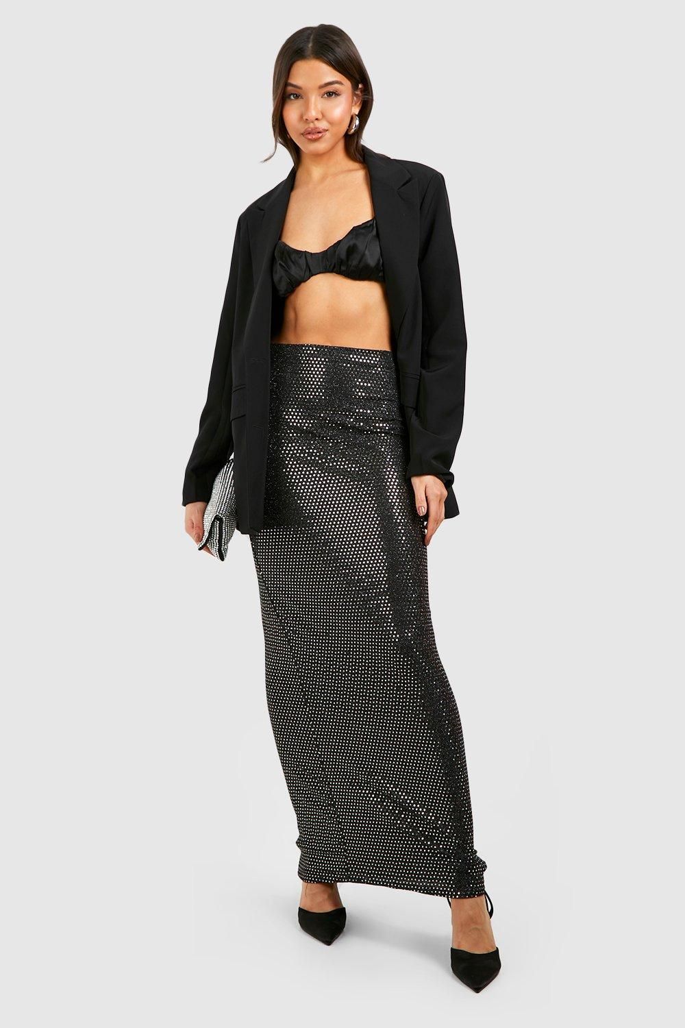 Sequin Maxi Slip Skirt