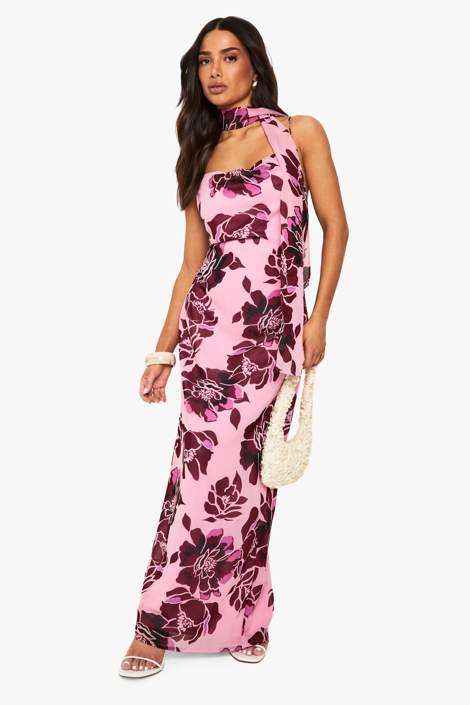 Petite Floral Cowl Neck Maxi Slip Dress