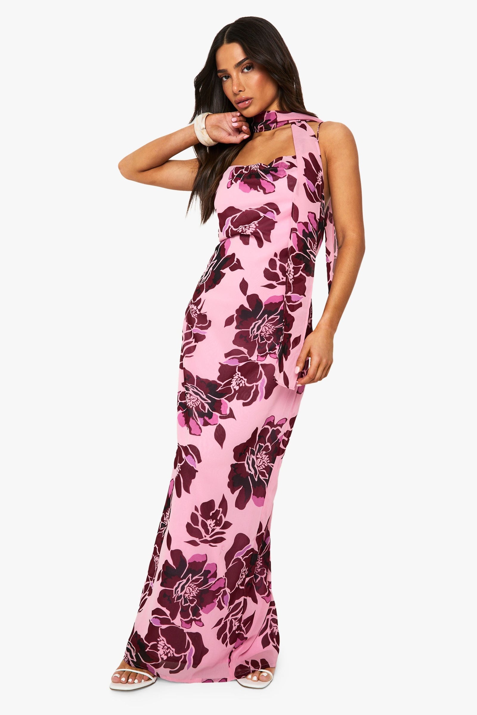 Petite Floral Cowl Neck Maxi Slip Dress