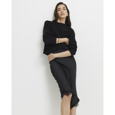 Black Hybrid Satin Jumper Maxi Dress