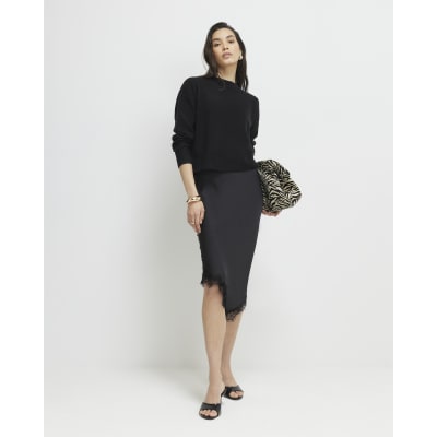 Black Hybrid Satin Jumper Maxi Dress