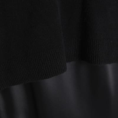 Black Hybrid Satin Jumper Maxi Dress