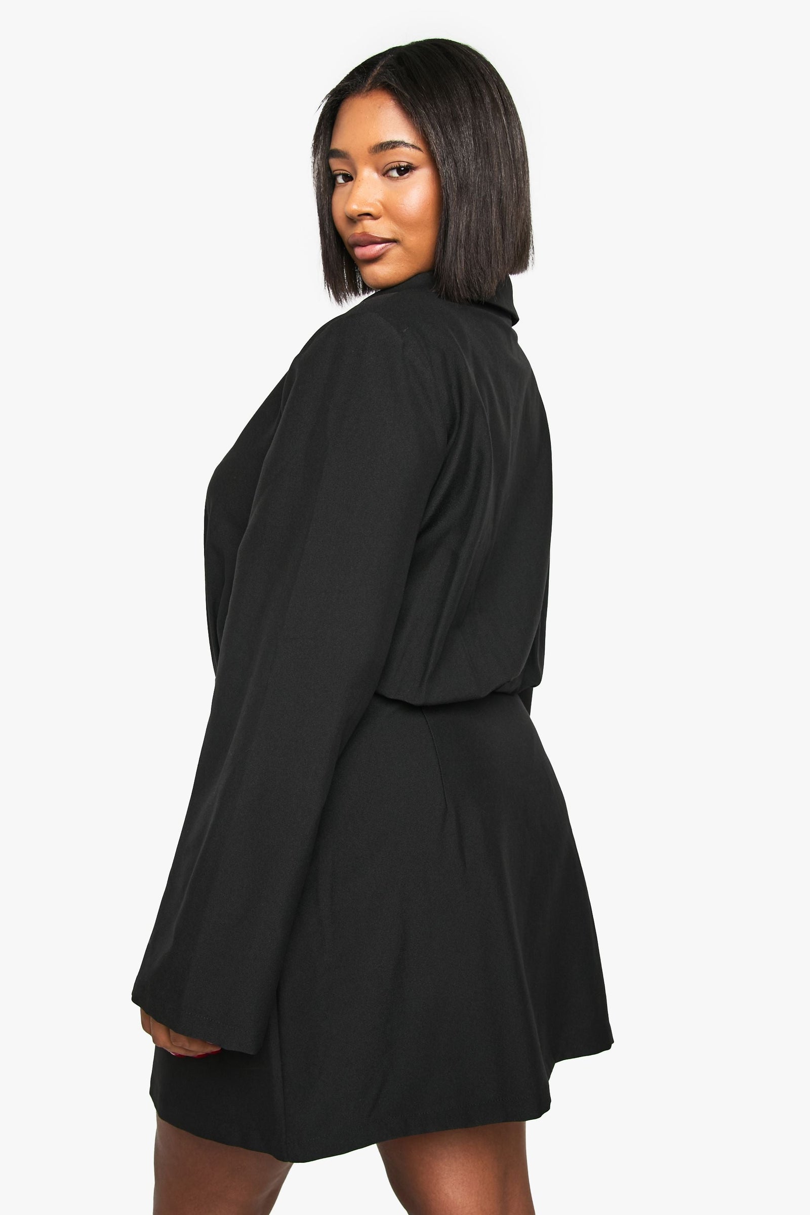 Plus Gold Button Shift Shirt Dress