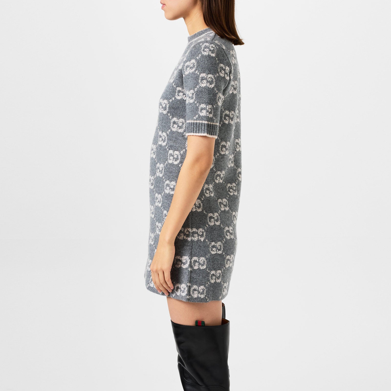 Logo Wool Crew Dress