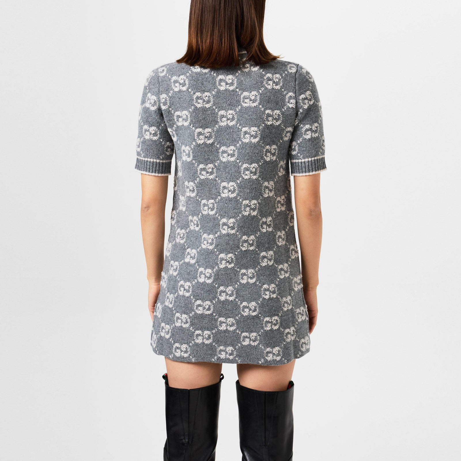 Logo Wool Crew Dress