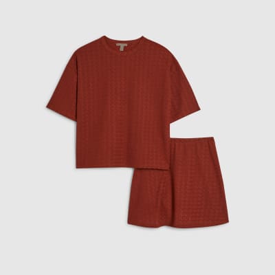 Orange T-Shirt And Skort Set